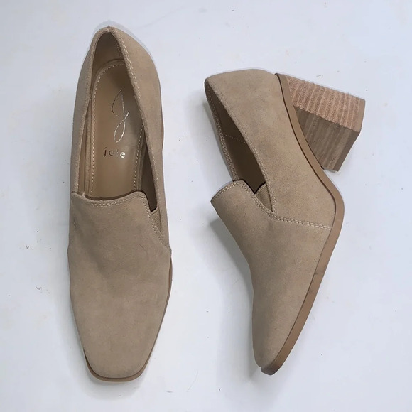 Joie Wevenly Suede Style Tan Neutral Block Heel Loafer Shoes S-019 Sz 8 NWOB - Picture 2 of 10